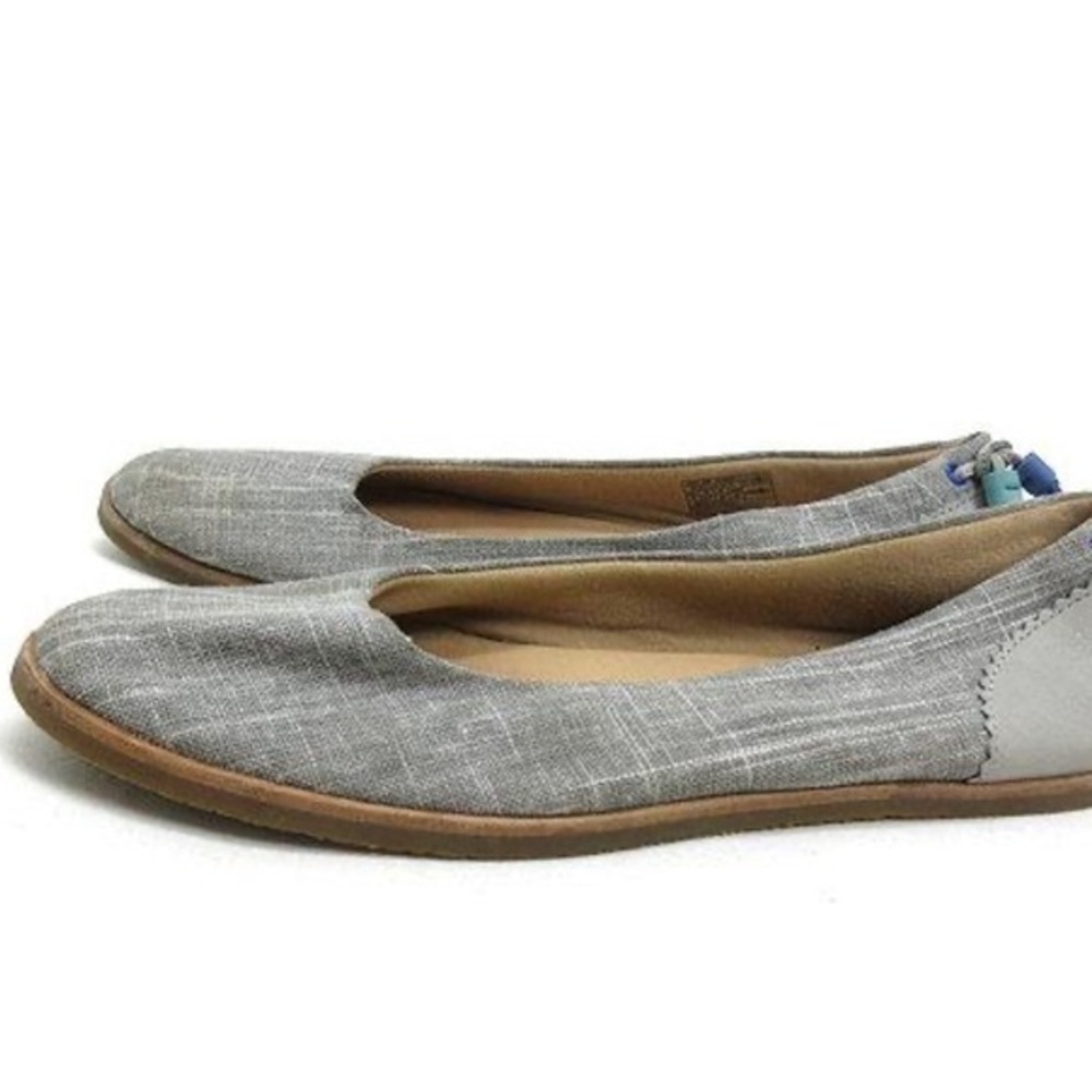 UGG Australia Mesa Tassel Flats Sz 9 1018361 Gray Slip On Canvas Leather Heel